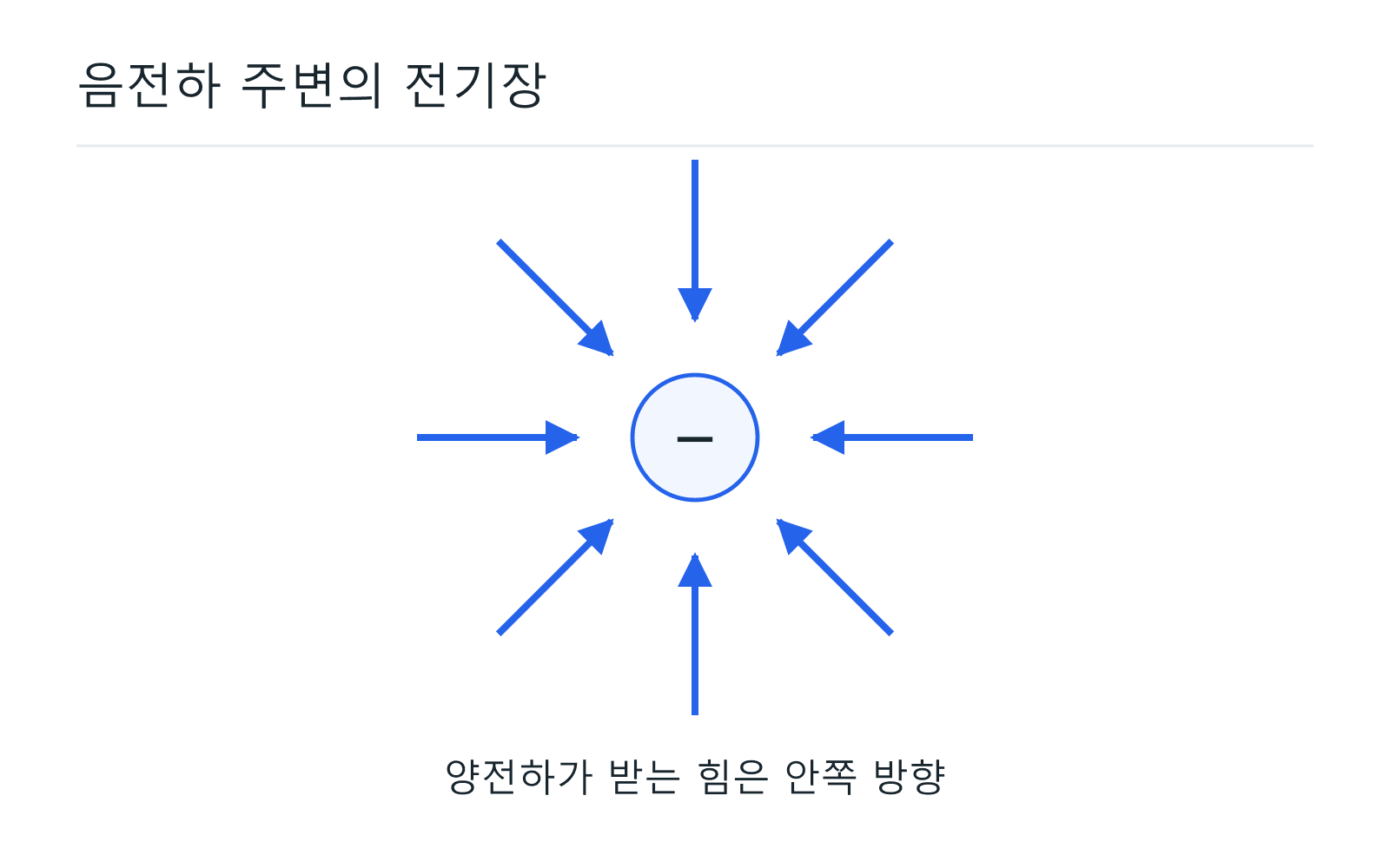 음전하 주변의 전기장